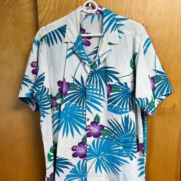 Vibrant Blue and Purple Floral Men's Shirt - Picture 1 of 3